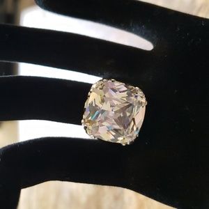 Sterling and Multi Faceted Aurora Crystal Statement Ring